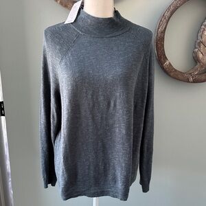 NWT Eileen Fisher Eucly Funnel neck Top size L blueish,greenish gray